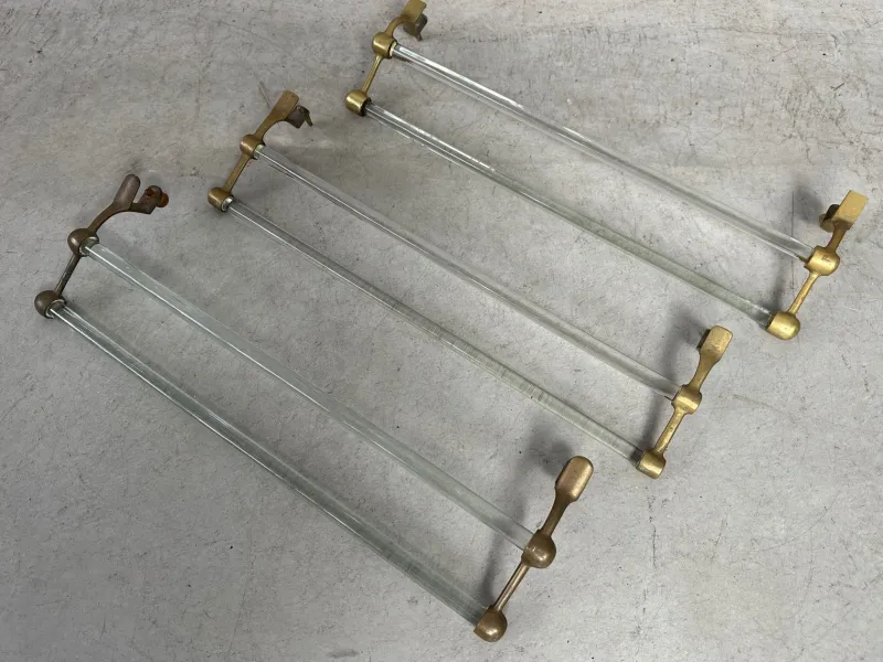 Online Pamono Art Deco Towel Holder in Glass and Brass, 1890s