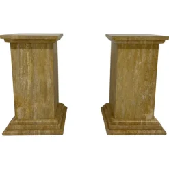 Pamono Art Deco Travertine Columns, 1940s, Set of 2> Pedestals And Columns