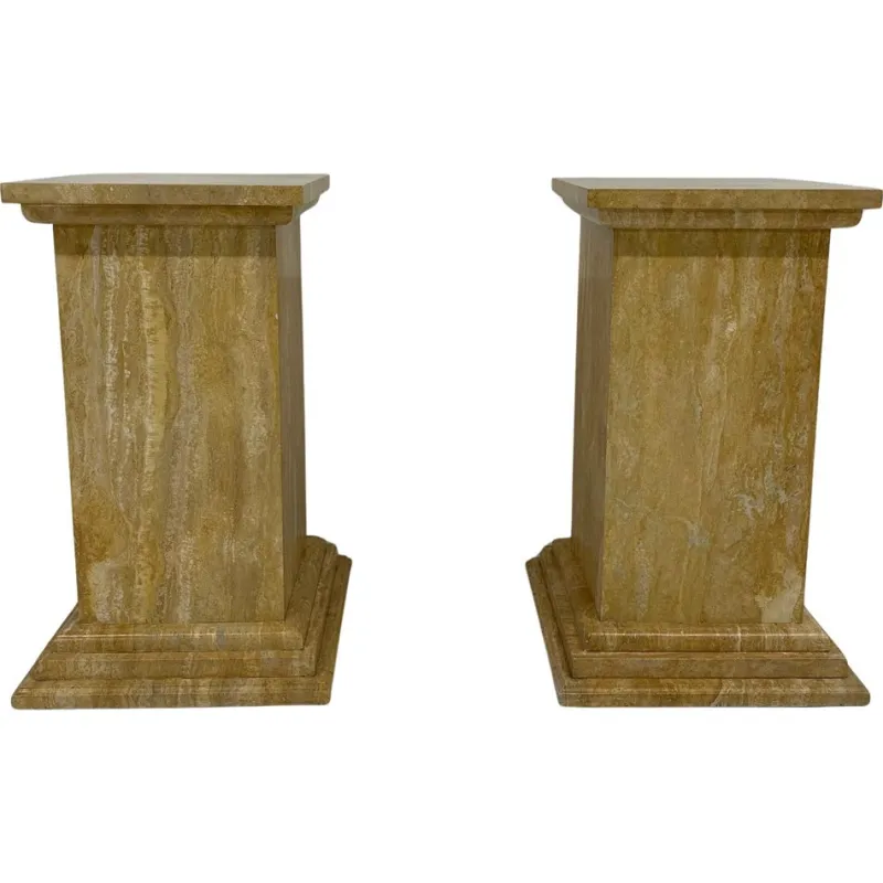 Pamono Art Deco Travertine Columns, 1940s, Set of 2> Pedestals And Columns
