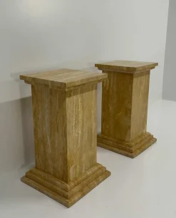 Pamono Art Deco Travertine Columns, 1940s, Set of 2><noscript><img width=