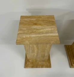 Pamono Art Deco Travertine Columns, 1940s, Set of 2><noscript><img width=