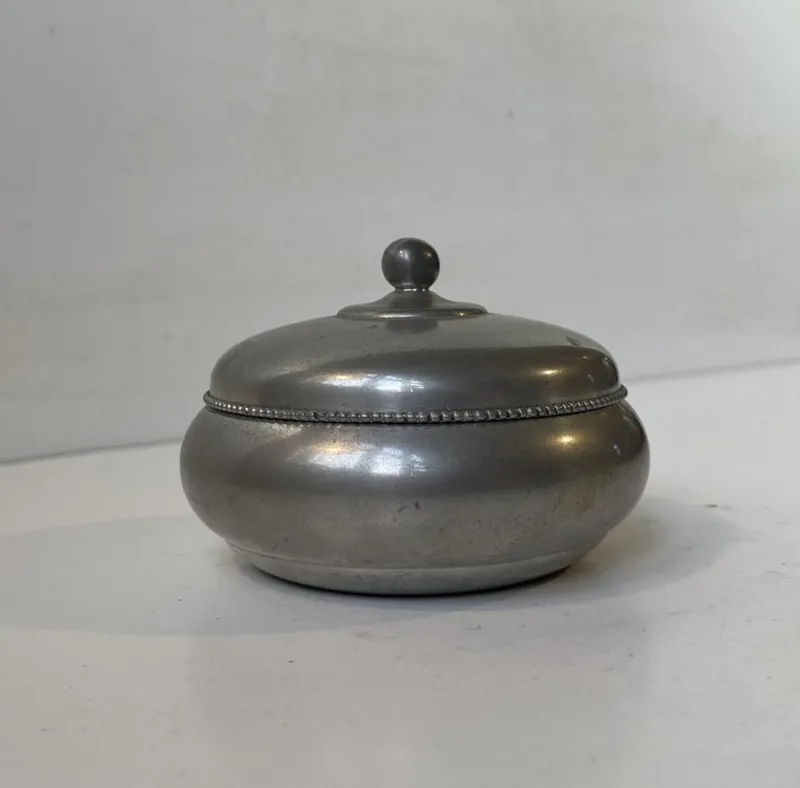 Pamono Art Deco Trinket Jar in Pewter by Just Andersen, 1930s> Dinnerware Accessories