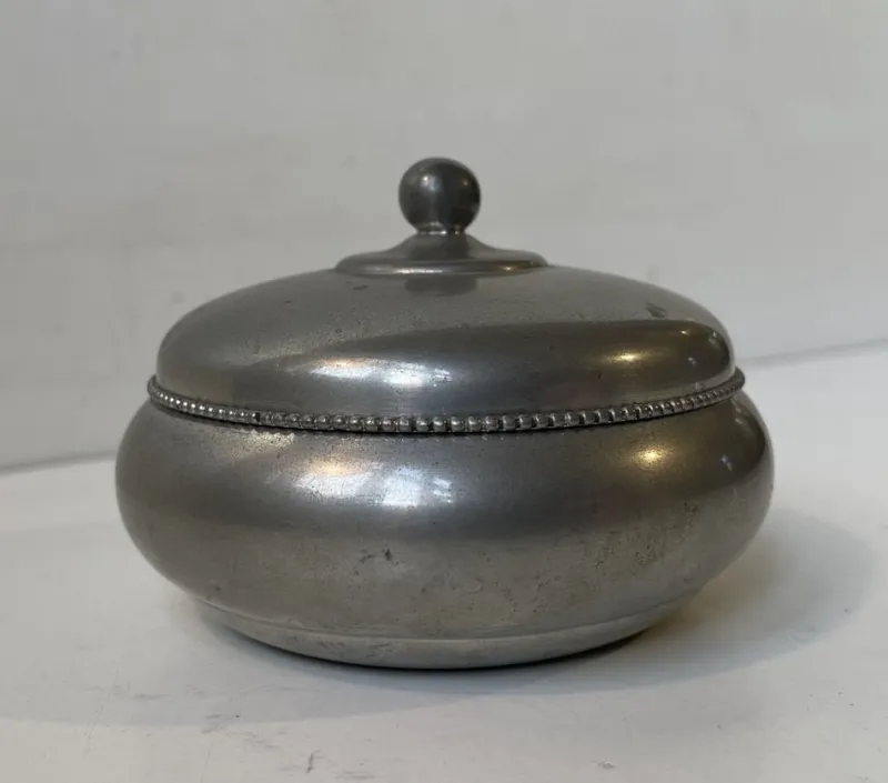Pamono Art Deco Trinket Jar in Pewter by Just Andersen, 1930s> Dinnerware Accessories