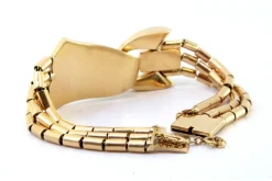 Pamono Art Deco Tubular Gold Bracelet with Rose-Cut Diamonds and Calibrated Rubies><noscript><img width=