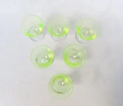 Pamono Art Deco Uranium Glass Liqueur Glasses, 1920s, Set of 6><noscript><img width=