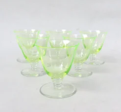 Pamono Art Deco Uranium Glass Liqueur Glasses, 1920s, Set of 6><noscript><img width=