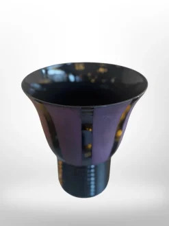 Pamono Art Deco Vase in Black Hyalite Glass, 1930> Vases
