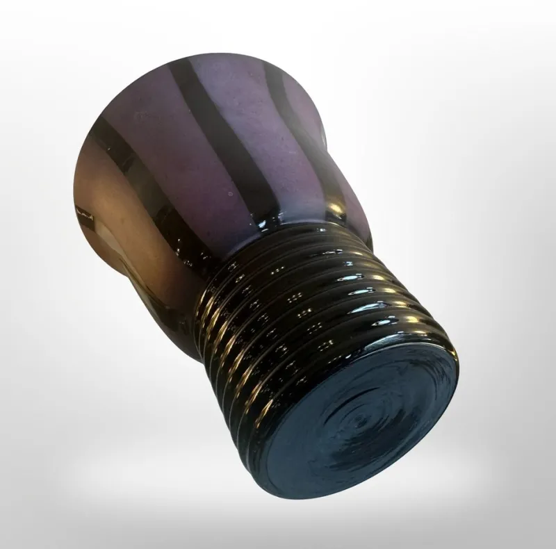 Pamono Art Deco Vase in Black Hyalite Glass, 1930> Vases