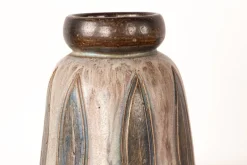 Pamono Art Deco Vase in Green and Gray Glazed Ceramic by Edouard Grégoire, 1920s><noscript><img width=