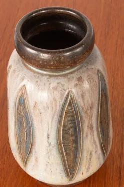 Pamono Art Deco Vase in Green and Gray Glazed Ceramic by Edouard Grégoire, 1920s><noscript><img width=