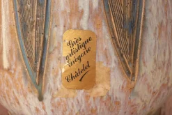 Pamono Art Deco Vase in Green and Gray Glazed Ceramic by Edouard Grégoire, 1920s><noscript><img width=