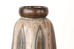 Pamono Art Deco Vase in Green and Gray Glazed Ceramic by Edouard Grégoire, 1920s><noscript><img width=