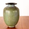 Sale Pamono Art Deco Vase in Speckled Green Glazed Stoneware from Roger Guérin, 1930s
