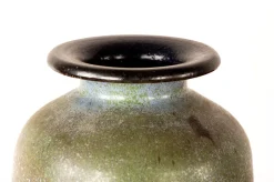 Sale Pamono Art Deco Vase in Speckled Green Glazed Stoneware from Roger Guérin, 1930s