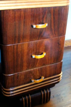 Pamono Art Deco Veneer Rosewood and Maple Vanity with Bakelite Handles, Italy, 1930s><noscript><img width=