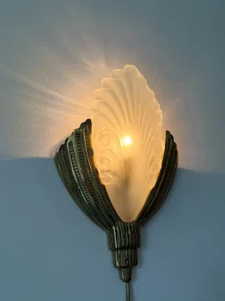 Pamono Art Deco Wall Sconce by Marcel Hudry and Val Saint Lambert, 1920s