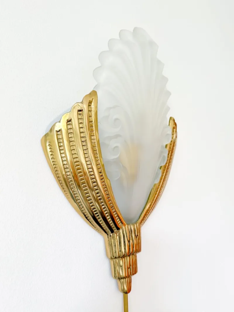 Pamono Art Deco Wall Sconce by Marcel Hudry and Val Saint Lambert, 1920s