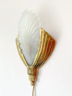 Pamono Art Deco Wall Sconce by Marcel Hudry and Val Saint Lambert, 1920s