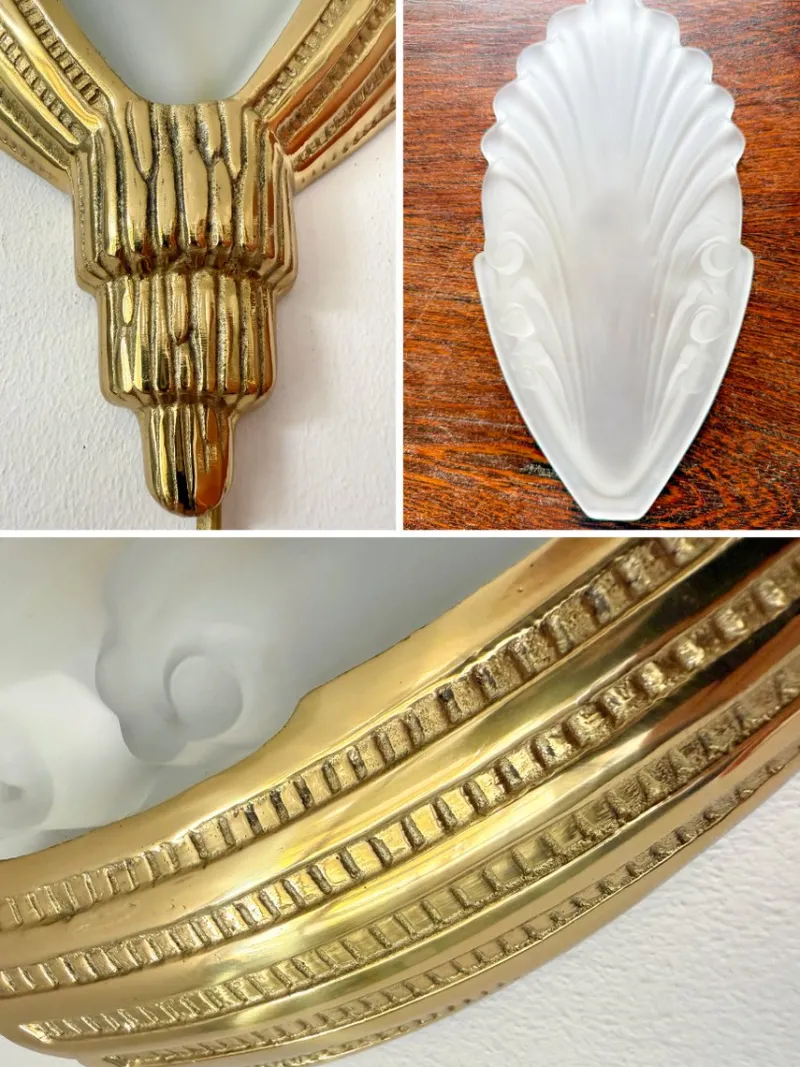 Pamono Art Deco Wall Sconce by Marcel Hudry and Val Saint Lambert, 1920s