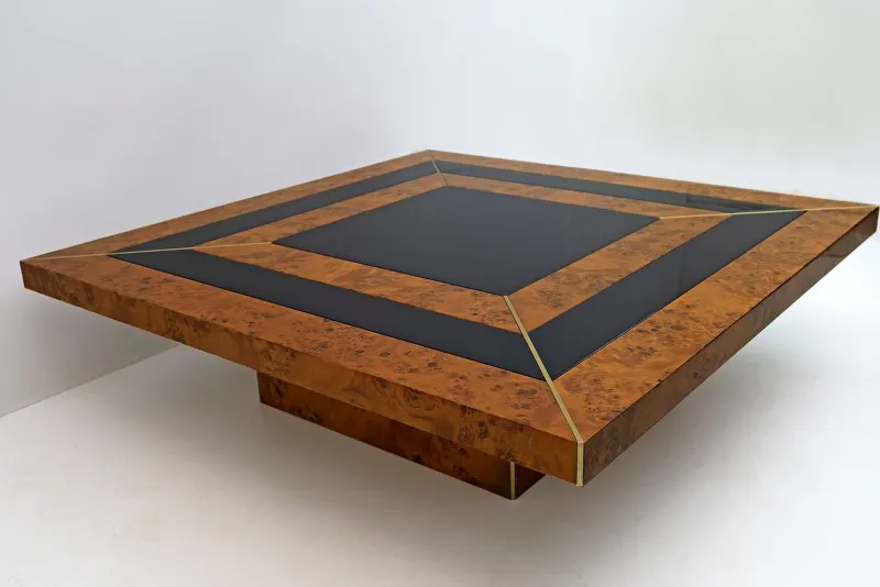 Pamono Art Deco Walnut & Lacquer Coffee Table, Italy, 1970s> Coffee & Side Tables