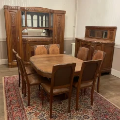 New Pamono Art DEco Walnut Dining Tables and Chairs, Set of 12