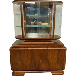Clearance Pamono Art Deco Walnut Showcase, 1930s
