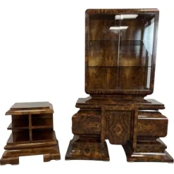 Hot Pamono Art Deco Walnut Showcase, 1930s, Set of 2