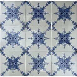 Outlet Pamono Art Deco White and Blue Glazed Tiles by Le Glaive, 1920