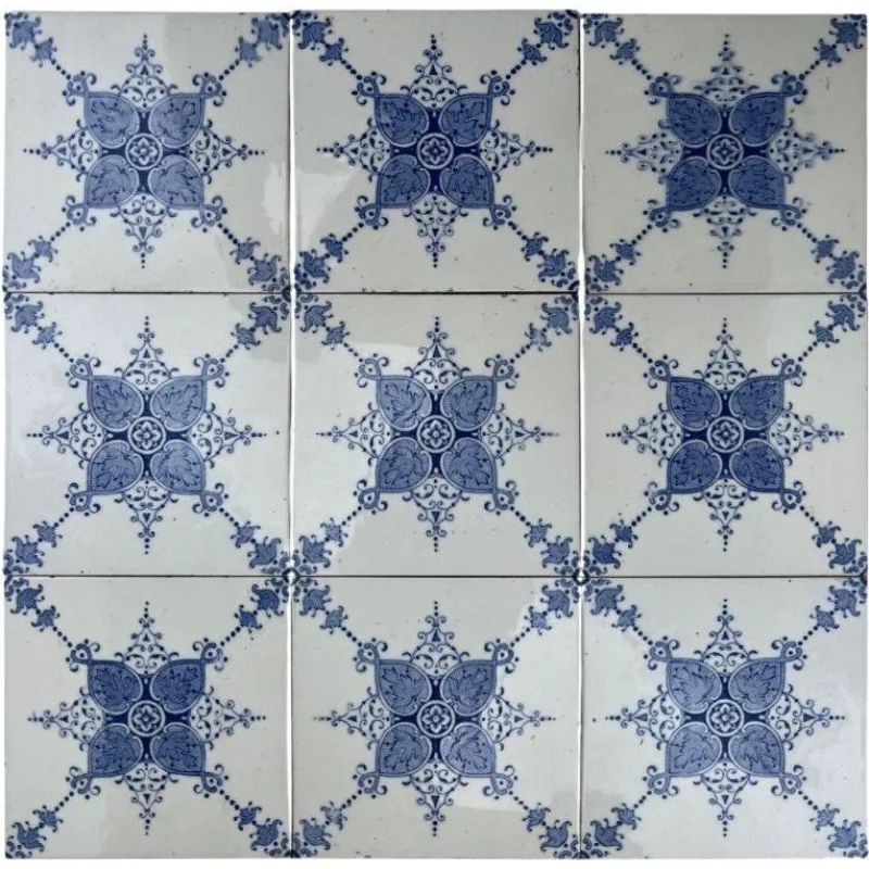 Outlet Pamono Art Deco White and Blue Glazed Tiles by Le Glaive, 1920