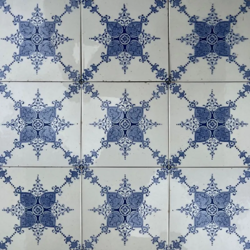 Outlet Pamono Art Deco White and Blue Glazed Tiles by Le Glaive, 1920