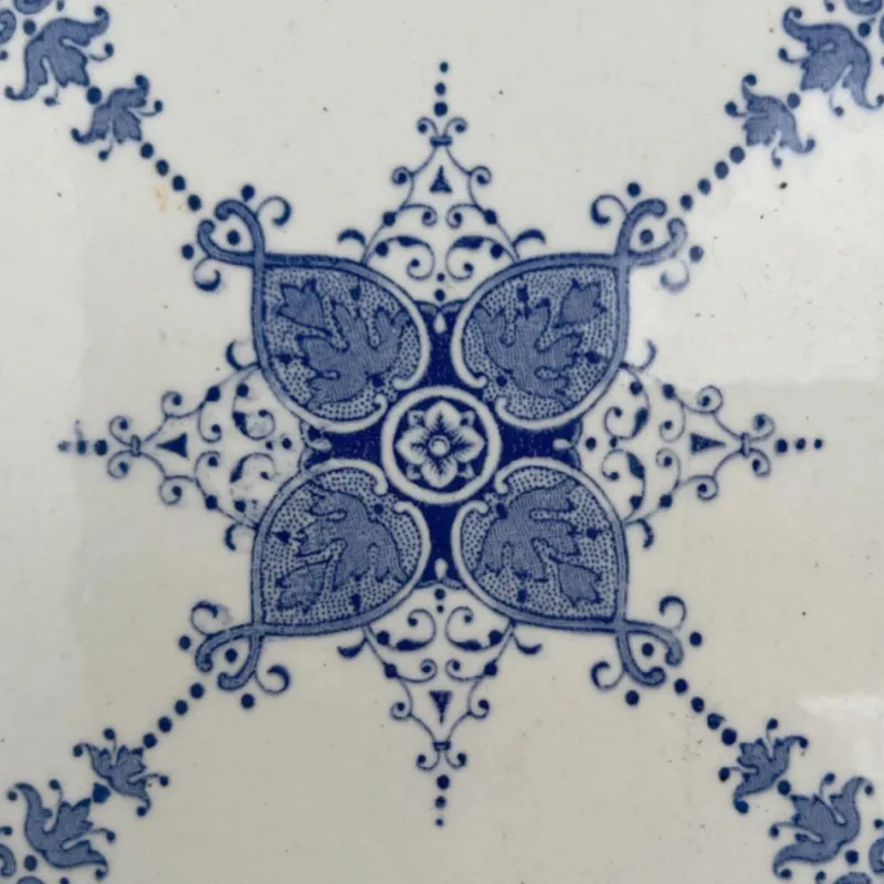 Outlet Pamono Art Deco White and Blue Glazed Tiles by Le Glaive, 1920