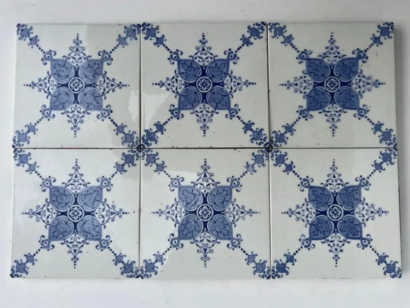 Outlet Pamono Art Deco White and Blue Glazed Tiles by Le Glaive, 1920