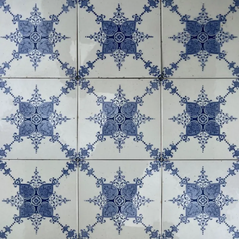 Outlet Pamono Art Deco White and Blue Glazed Tiles by Le Glaive, 1920