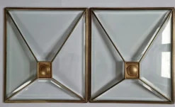 Pamono Art Deco Windows in Faceted Glass and Brass, Austria, 1930s, Set of 2> Architectural Elements