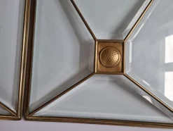 Pamono Art Deco Windows in Faceted Glass and Brass, Austria, 1930s, Set of 2><noscript><img width=
