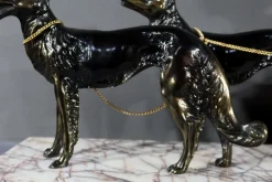 Best Pamono Art Deco Woman with Greyhounds, 1930, Patinated Metal