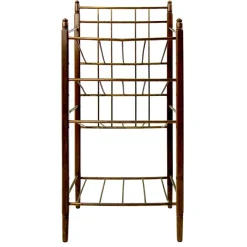 Sale Pamono Art Deco Wood and Brass Magazine Stand from Ernst Rockhausen & Söhne