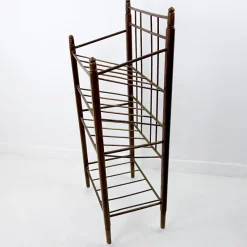 Sale Pamono Art Deco Wood and Brass Magazine Stand from Ernst Rockhausen & Söhne