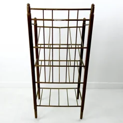 Sale Pamono Art Deco Wood and Brass Magazine Stand from Ernst Rockhausen & Söhne
