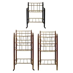 Sale Pamono Art Deco Wood and Brass Magazine Stand from Ernst Rockhausen & Söhne