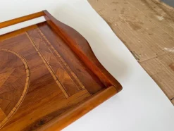 Pamono Art Deco Wood Marquetry Tray, France, 1940s><noscript><img width=
