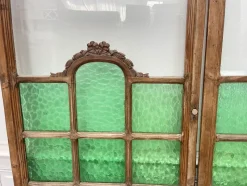 New Pamono Art Deco Wooden and Hammered Glass Screen, 1950s
