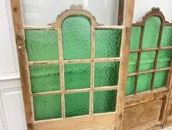 New Pamono Art Deco Wooden and Hammered Glass Screen, 1950s