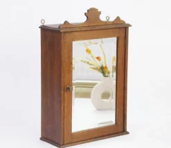 Pamono Art Deco Wooden Apothecary Cabinet with Beveled Mirror and Shelves, 1940s> Shelves & Wall Units