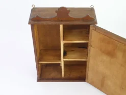 Pamono Art Deco Wooden Apothecary Cabinet with Beveled Mirror and Shelves, 1940s><noscript><img width=