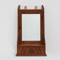 Outlet Pamono Art Deco Wooden Shaving Cabinet with Beveled Mirror, France, 1920s