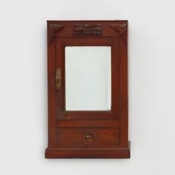 Pamono Art Deco Wooden Shaving Cabinet with Beveled Mirror, France, 1920s> Shelves & Wall Units