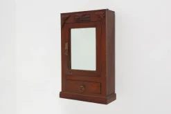 Pamono Art Deco Wooden Shaving Cabinet with Beveled Mirror, France, 1920s><noscript><img width=