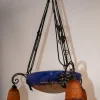Pamono Art Deco Wrought Iron and Pate de Verre Lamp by G. V. Croismare for Muller Frères, France, 1925> Ceiling Lights