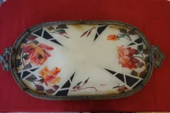 Pamono Art Deco Wrought Iron and Painted Glass Centerpiece, 1930s> Dinnerware Accessories